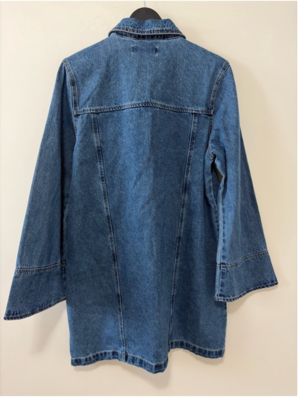BLANK NYC Blue Denim Zip Front Mini Dress Western Cowboy Style Size M - Picture 3 of 9